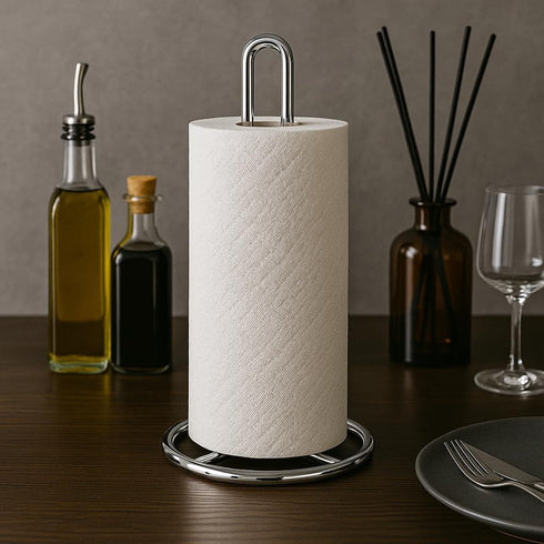 Creative Home Heavy Duty Metal Paper Towel Holder | Standing Roll Dispenser for Kitchen, Dining Countertops, Bathroom, Stable Base, 4.8" Diam × 11...