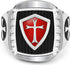 Men's Stainless Steel Ring Knight ring Templar Ring biker Crusader Cross masonic Red Size 10...