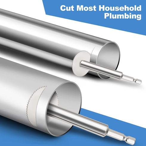Inside Pipe Cutter for Pvc Pipe, Professional Pvc Pipe Cutter with 6pcs Rotary Drill Saw Blades and 1/4" Hex Shank, Plumber Tools for Big Small Di...