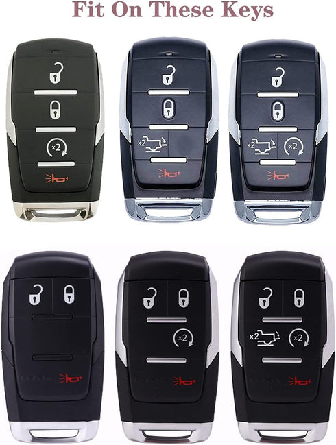TPU Case 360 Degree TPU Protection Smart Keyless Entry Holder Remote Key Fob Cover Fit for 2021 2020 2019 Dodge Ram 1500 5B Rubber Key Fob Cover G...
