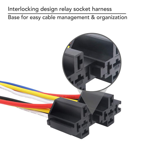 Recoil 2 Pack Automotive 5-Pin 30/40A 12V SPDT Relays with Interlocking Relay Sockets and in-line ATC Fuse Holders (2 Pack)...