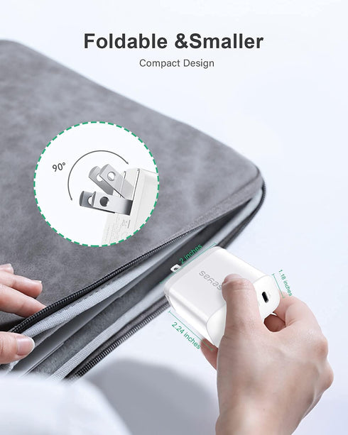 USB C Charger, Seyas 30W Wall Charger 2 Port Power Delivery Fast Charger Power Adapter Foldable PD Charger for iPhone iPad Airpods Pixel Galaxy Sw...