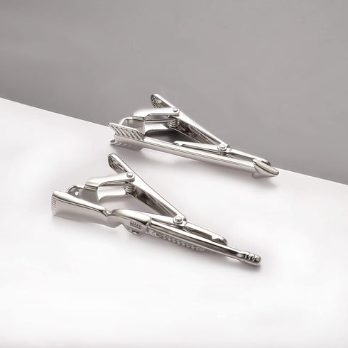 2Pcs Hunting Tie Clip Set for Men Unique Silver Gun Sword Arrow Tie Bar Personalized Fathers Day Birthday Jewelry Gift...