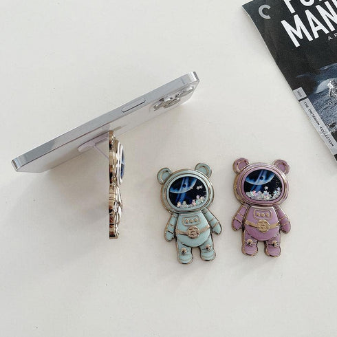 Cute Phone Stand Holder,Cell Phone Astronaut Hidden Kickstand for Desk,Astronaut Phone Holder,Adjustable Tablet Phone Ring Stand with 3D Moving St...