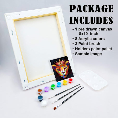 VOCHIC Canvas Painting Kit Pre Drawn Canvas for Painting for Adults Party Kits Paint and Sip Party Supplies 8x10 Canvas to Paint 8 Acrylic Colors,...