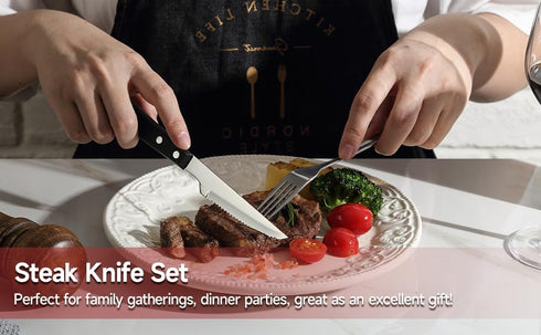 Steak Knives, Steak Knife Set of 6, German Stainless Steel Steak Knife Serrated...