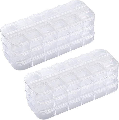 6 Pieces Nail Art Tool Jewelry Storage Box, 12 Compartments Plastic Rhinestone Organizer Container Case, Display Containers...