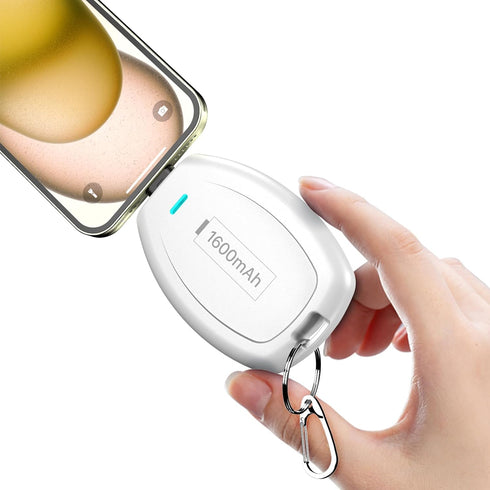 USB C Keychain Portable Charger Power Bank Compatible with iPhone 15/15 Plus/15 Pro/15 Pro Max, 1600mAh Mini Type-C Power Emergency Pod Ultra-Comp...