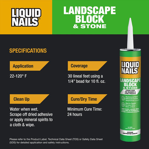 Liquid Nails - LN-905 Landscape Block Adhesive (LN905), Low VOC, 10 oz...