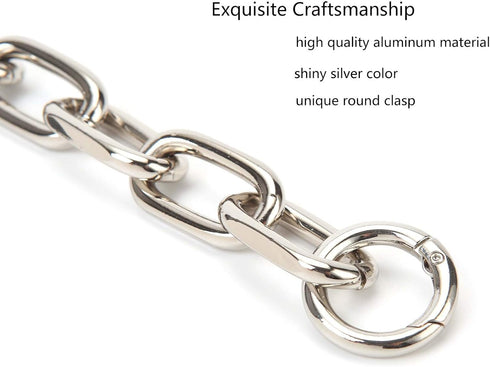 Fashion Large Metal Cross-Body Purse Strap Extender,Handbag Shoulder Strap Extender,Bag Chain Accessory Charms (Silver)...
