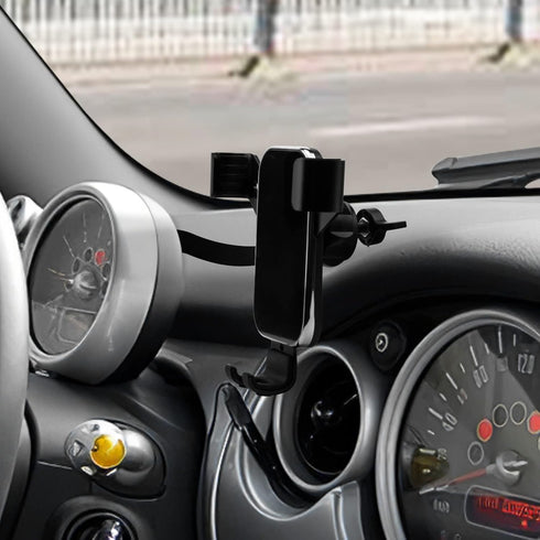 KUNGKIC for Mini R50 R52 R53 Hatch Auto Phone Holder Aluminum Car Cradle Rotatable Clip Foldable Cell Phone Cradle Mount Fit for 3.5-5.5 Inch Phon...