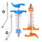 2 Pcs Goats Feed Water Distributor, Reusable, Drench Nozzle, Adjustable Dosage, for Goats, Sheep, Horse, Pig, Dog, Cattle, Cat Supplies (Blue+Oran...