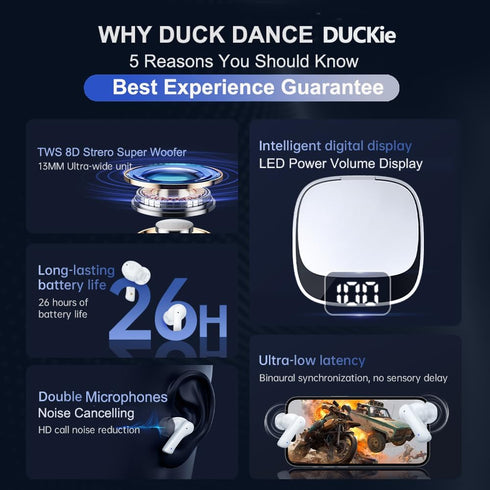 Noise Cancelling Earbuds Wireless in Ear Headset ENC+EDR Bluetooth Earbuds High Fidelity TWS Earphone Heavy Bass Top Brand Quality Headsets Duckie...