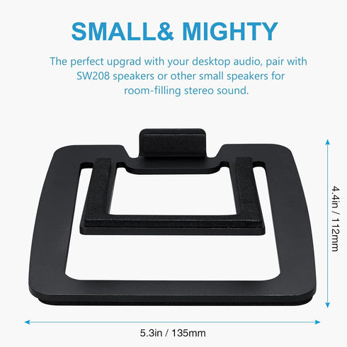 SW601 Metal Desktop Speakers Stands for Compact 2''-3'' Speakers, Tilted Steel Damping Foam Padding for Computer PC Tabletop Monitor Speakers, Rec...