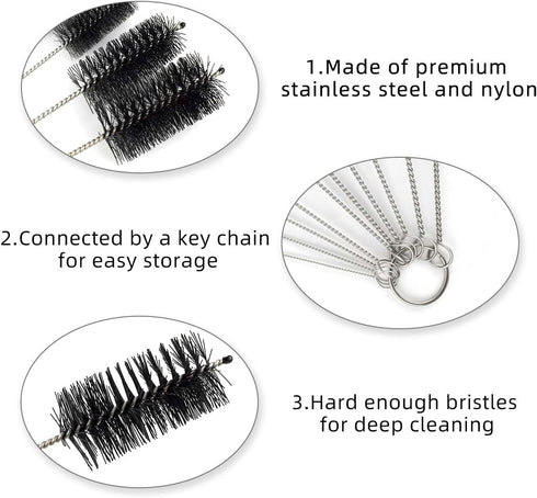 10 Pcs Straw Cleaner Brush Set Drinking Straw Cleaning Brush Extra Long Straws Cleaner Brushes Nylon Tube Brush Set Cleaner for Water Bottle Sippy...
