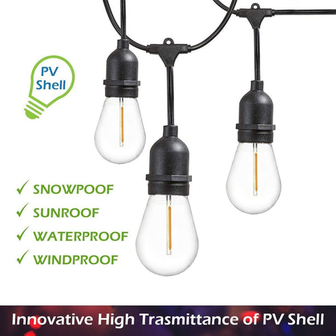 Jslinter 24-Pack LED 1W String Light Bulbs, S14 Plastic Shatterproof Edison Vintage Style Replacement 1 Watt Outdoor 2200K, Waterproof, Warm White...