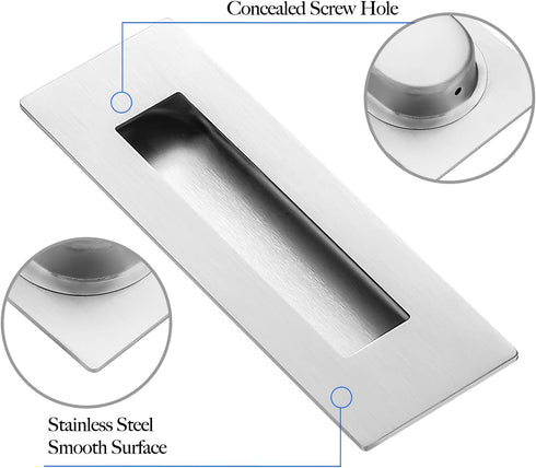 Ravinte 1 Pack Brushed Nickel Sliding Closet Door Handles Silver Flush Pulls 7in Length Recessed Finger Pulls for Sliding Barn Door Sqaure Cabinet...