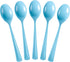 Disposable Light Blue Plastic Spoons 50 Pcs - Heavy Duty Light Blue Plastic Disposable Cutlery - Light Blue Disposable Flatware, Light Blue Plasti...