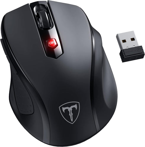 Wireless Mouse, D-09 Computer Mouse USB Cordless Mice for Laptop, Ergo Grips, Lightspeed 5-Level 2400 DPI, 16 Months Battery, Portable for PC Mac ...