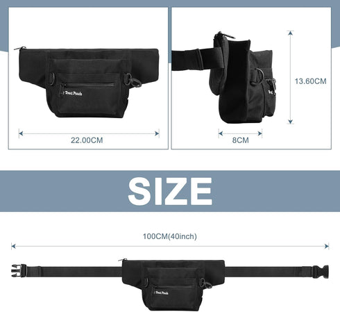 Newest Dog Treat Training Pouch, Dog Food Bag, Dog Treat Bag Magnetic Closure, Pet Training Bag for Puppy Training (Black - with 2 Zip Pockets)...