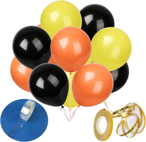 Latex Balloons 60 Pack 12 inches Black,yellow,orange Balloons,Birthday, Wedding, Baby Shower, Party Decoration...