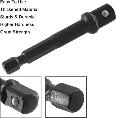 Square Socket Bit Adapter, 5 Pcs 3/8 Hex Impact Socket Extension Socket Driver Bits Set Impact Socket Adapter for Automotive DIY Drills(1/4 Hex Sh...