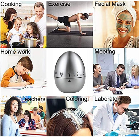Egg Timer Wind up Kitchen Cooking Timer Reminder Mechanical Reminder Cute Mechanical Rotating Alarm with 60 Minutes for Cooking (Silver)...