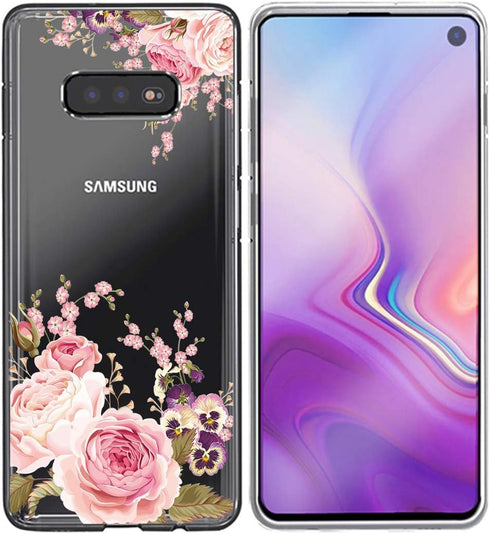 Case for Galaxy S10e 5.8 Inch, Slim Shockproof Clear Soft Flexible TPU Floral Phone Protective Case Cover for Samsung Galaxy S10e (Rose Flower)...