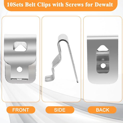 10Pcs Belt Clips For Dewalt, 304 Stainless Steel Hook Clips Drill Clips Tool Kit With Screws Belt Replacement for Dewalt N268241 Fit for 20V Power...