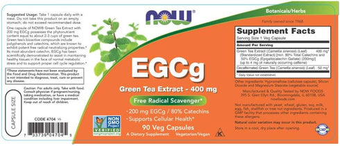 NOW Supplements, EGCg Green Tea Extract 400 mg, Free Radical Scavenger*, 90 Veg Capsules...