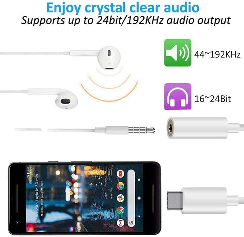 2 Pack USB C to 3.5mm Headphone Jack Adapter Type C Port Audio Aux Cable Dongle Compatible with iPhone 15/15 Plus/15 Pro/15 Pro Max/iPad/Pixel, Sa...