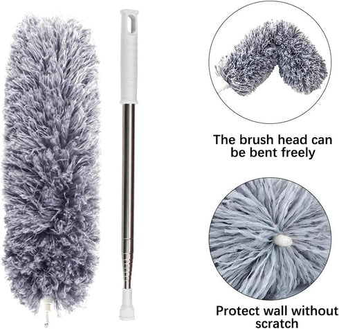 DELUX Microfiber Feather Duster Extendable Duster with 100 inches Extra Long Pole, Bendable Head & Long Handle Dusters for Cleaning Ceiling Fan, H...