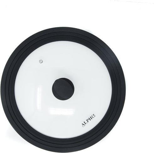 Alpha Living Universal Silicone Cookware Pots and Pans Vented Tempered Glass-Graduated Lid with Easy Grip Fits 9.5", 10" 11" (Small)...