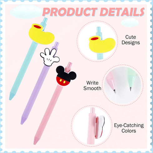 NKM 5Pcs Mickey Pens, Cute Cartoon Pure Color Simplicity Black Ink Ballpoint Pens for Students Men Women Workers School Office Supplies...