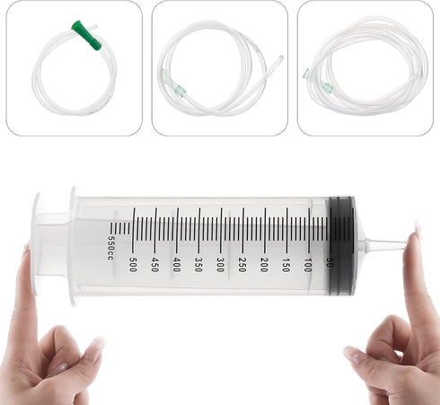 Giant Syringe for Liquid, Plastic Large 500ml Big Syringe?Individual Sterile Sealed for Scientific Dispensing Watering Paint Oil Refilling Feeding...