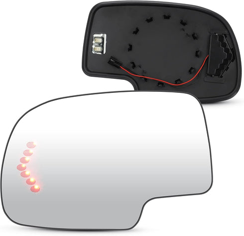 Driver Left Side Heated Mirror Glass with Turn Arrow Signal for 2003-2006 Cadillac Escalade ESV EXT Chevy Avalanche Silverado Suburban Tahoe for G...