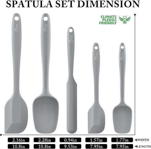 HOTEC Food Grade Silicone Rubber Spatula Set for Kitchen Baking, Cooking, and Mixing High Heat Resistant Non Stick Dishwasher Safe BPA-Free Set of...