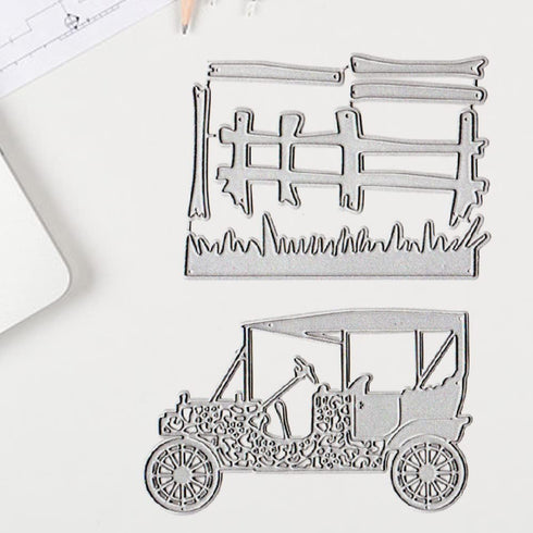 2PCS Fence Car Dies for Card Making, Vehicle Grass Fence Cutting Die for Scrapbooking on Clearance Paper Crafting Decor DIY Album...