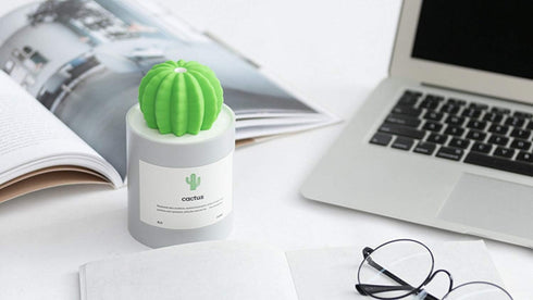 Mini Humidifier, 280ml USB Cool Mist Portable Cactus Air humidifier, Ultra-Quiet Operation for Bedroom Home Office Desk Yoga Car Travel(Grey)...