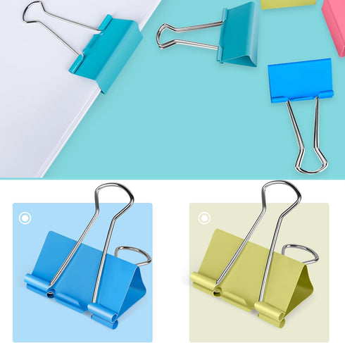 Colored Jumbo Binder Clips2.4 inch, Extra Large Binder Clips for Office (8 Pcs)...