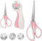 Pink Professional Sewing Scissors Set: Big Scissors, Small Scissors, Rotary Cutter with 3pcs Extra Blades for Cutting Fabric...