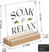 Funny Bathroom Desk Decor,Soak Relax Funny Bathroom Sign Acrylic Plaque With Wooden Stand Sign for Bathroom Shelf Toilet Restroom Home Tabletop De...
