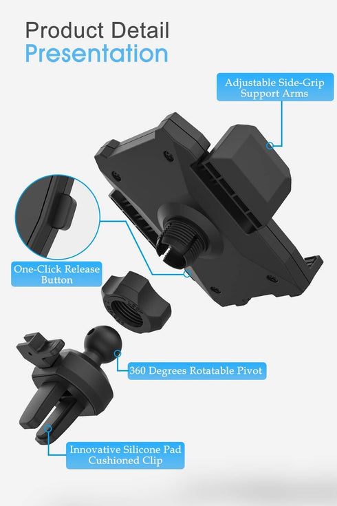 KOMOI Cell Phone Holder for Car, Universal Car Air Vent Mount with Adjustable Compatible with iPhone 11 Pro Max XS XS Max XR X 8 8+ 7 7+ SE 6s 6+ ...