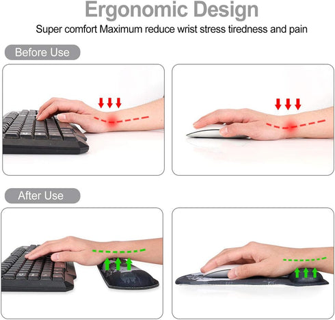 ToLuLu Keyboard Wrist Rest Pad Ergonomic Mouse Pad Set, Mouse Pad for Computer Laptop, Non Slip Mousepad Keyboard Wrist Support with Raised Memory...