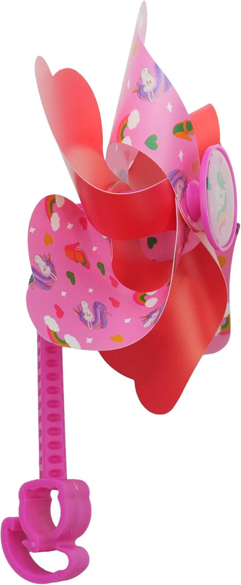 Bike Handlebar Pinwheel for Kids, Bike Accessory Decoration Wind Spinner for Kid's Bicycle (Pink Unicorn)...