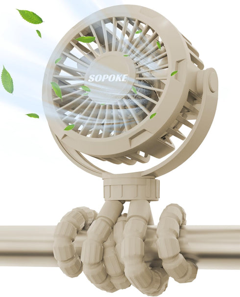 Mini Portable Baby Stroller Fan,3 Speed Personal Handheld Fan,Battery Operated Rechargeable 360° Flexible Tripod Cooling Fan, Suitable for Car Sea...