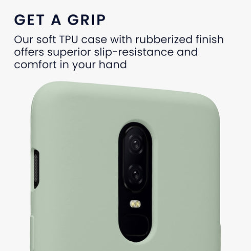 kwmobile Case Compatible with OnePlus 6 Case - TPU Silicone Phone Cover with Soft Finish - Gray Green...