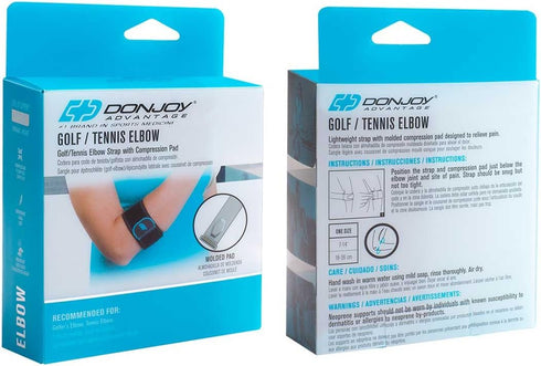DonJoy Advantage DA161EB01-BLK Golf/Tennis Elbow Lightweight Strap for Golfer's and Tennis Elbow, Adjustable Neoprene Fabric, Right or Left, Fits ...