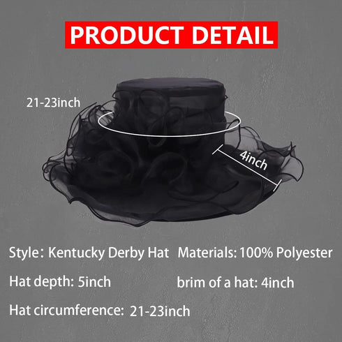 FORBUSITE Derby Church Dress Hat for Women Fascinator Bridal Tea Party Wedding Hat Wide Brim...