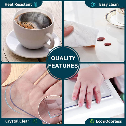 Small Office Desk Protector Mat Clear Table Protector Plastic Table Cloths PVC Night Stand Table Cover Mat Shelf Surface Protection Crystal Childr...